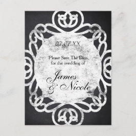 Tarjeta postal de guardar fecha de boda elegante v