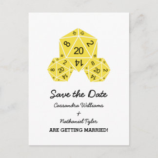Tarjeta Postal de Guardar Fecha de Bodas con D20 A