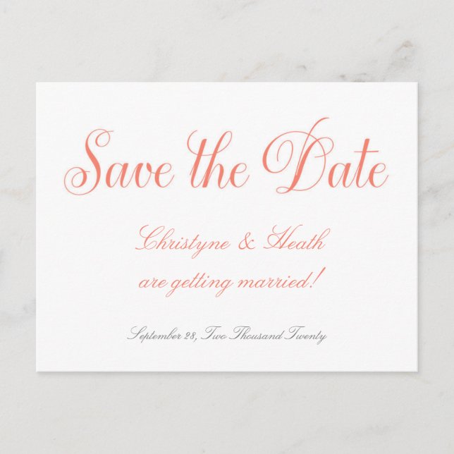 Tarjeta postal de guardar fecha elegante de boda e (Anverso)