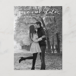 Tarjeta postal de guardar la fecha con foto y text
