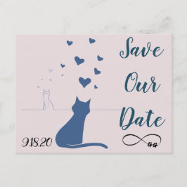 Tarjeta postal de guardar la fecha con gatos enamo