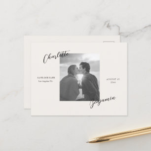 Tarjeta postal de guardar la fecha de boda con fot