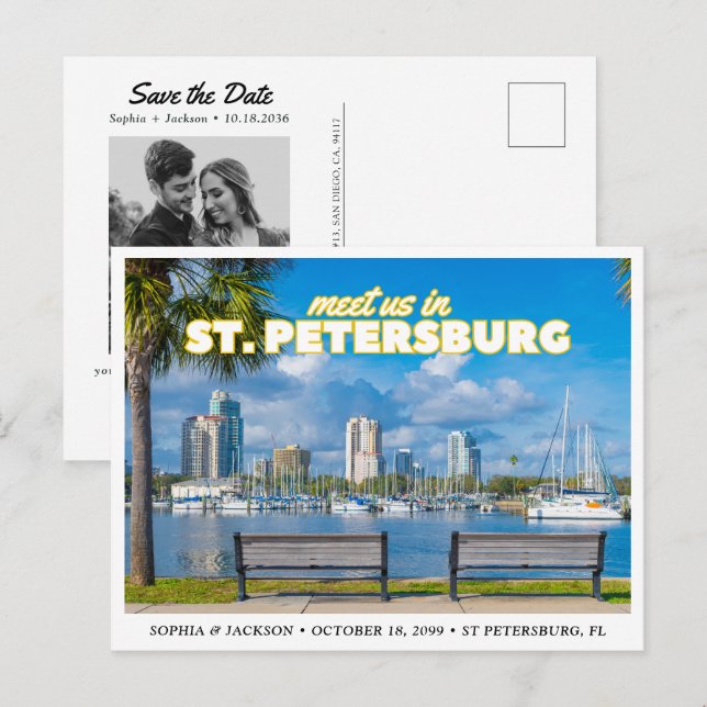 Tarjeta postal de guardar la fecha de boda de San  (Anverso / Reverso)