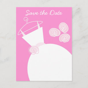 Tarjeta postal de guardar la fecha de boda en rosa