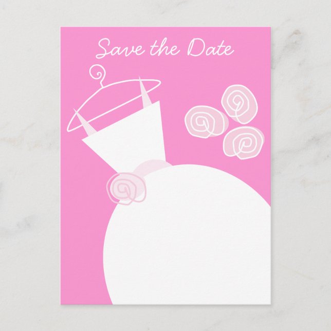 Tarjeta postal de guardar la fecha de boda en rosa (Anverso)