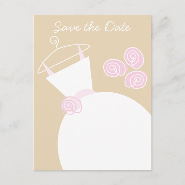 Tarjeta postal de guardar la fecha de boda en rosa (Anverso)