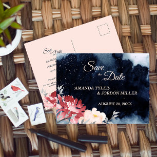 Tarjeta postal de guardar la fecha de boda floral 