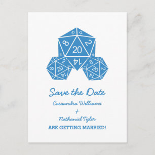 Tarjeta postal de guardar la fecha de dados D20 az