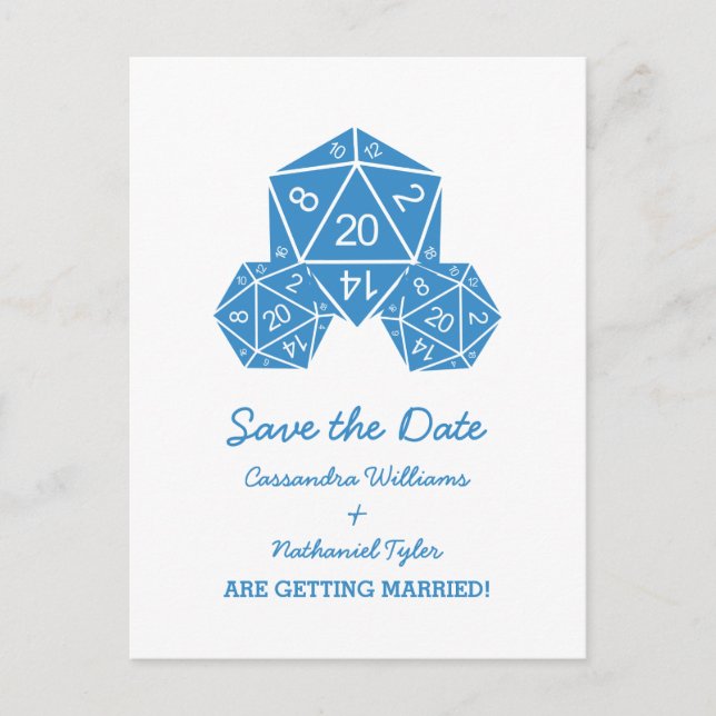 Tarjeta postal de guardar la fecha de dados D20 az (Anverso)