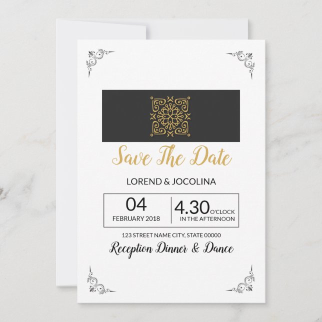 Tarjeta postal de guardar la fecha de la boda (Anverso)