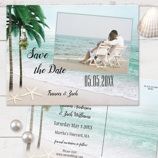 Tarjeta Postal de Guardar la Fecha de Playa Tropic (Subido por el creador)