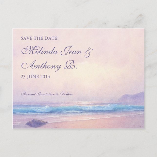 Tarjeta postal de guardar la fecha del mar de vera (Anverso)