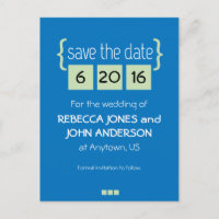 Tarjeta postal de guardar la fecha en verde menta 