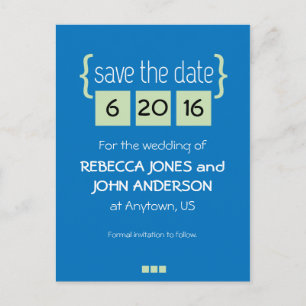 Tarjeta postal de guardar la fecha en verde menta 