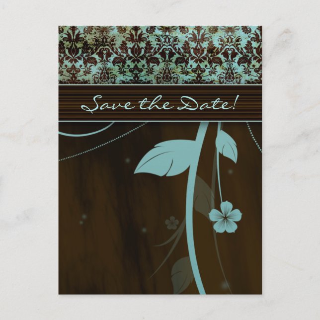 Tarjeta postal de guardar la fecha Flor de damasco (Anverso)