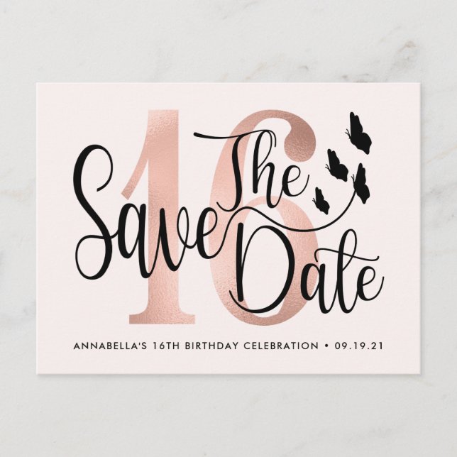 Tarjeta Postal de Guardar la Fecha para Cumpleaños (Anverso)