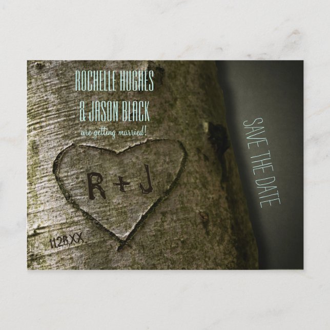 Tarjeta postal de guardar la fecha -- Talla de árb (Anverso)