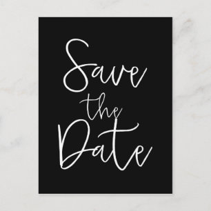 Tarjeta postal de guión moderno SAVE THE DATE en n