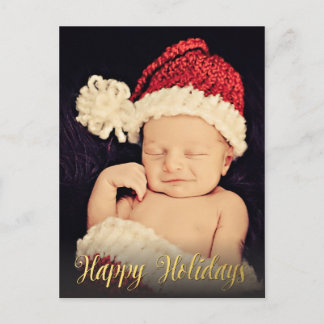 Tarjeta postal de guiones de navidad navideña Gold