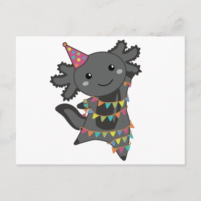 Tarjeta postal de guirnalda de axolotl de cumpleañ (Anverso)