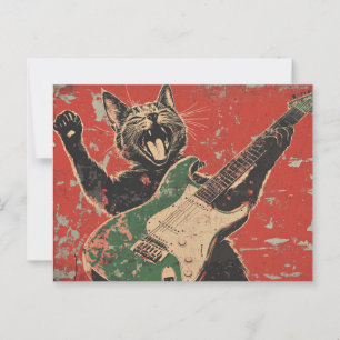 TARJETA POSTAL DE GUITARRA DE JUEGO DE GATO NEGRO