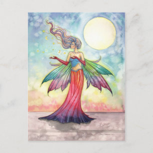 Tarjeta postal de hada de fantasía colorida
