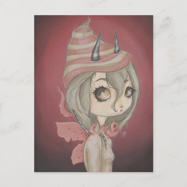 Tarjeta postal de hada dragón rosa (Anverso)