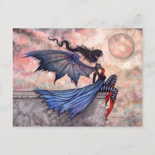 Tarjeta Postal de Hada Gótica Vampira de un Viento