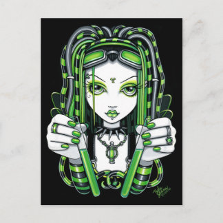 Tarjeta postal de hada industrial oscura cybergoth