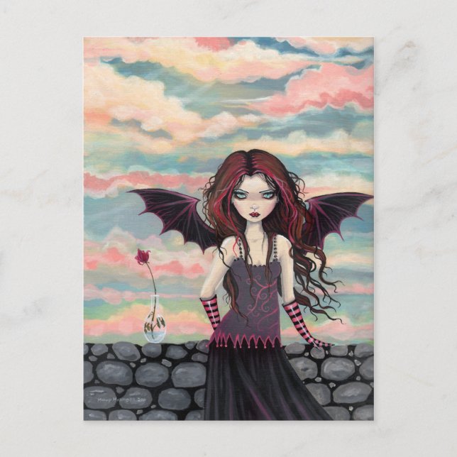 Tarjeta Postal de Hada Vampiro de Rosa Gótica (Anverso)