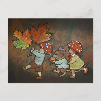 Tarjeta postal de hadas de otoño
