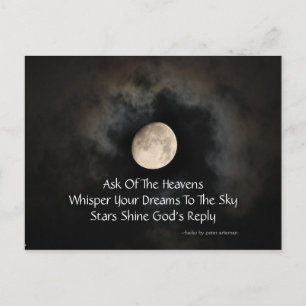 Tarjeta postal de Haiku para Luna y Nubes