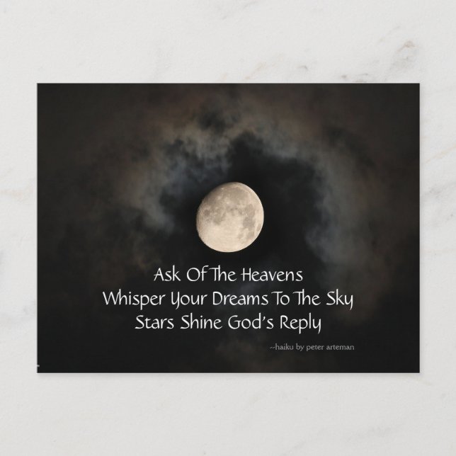 Tarjeta postal de Haiku para Luna y Nubes (Anverso)