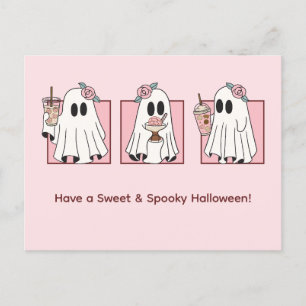 Tarjeta postal de Halloween adorable y espeluznant