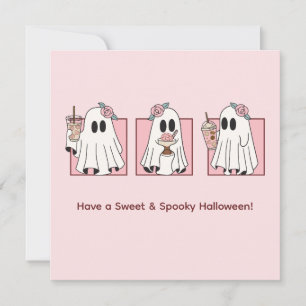 Tarjeta postal de Halloween adorable y espeluznant