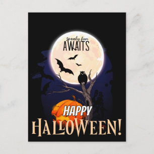 Tarjeta postal de Halloween con diseño divertido d