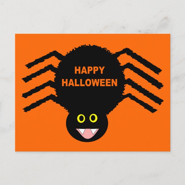 Tarjeta postal de Halloween de araña negra (Anverso)