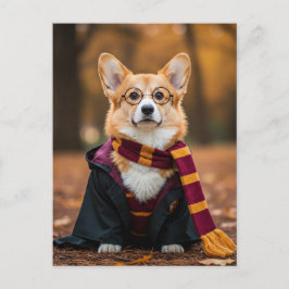 Tarjeta postal de Halloween de Corgi adorable para