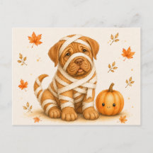 Tarjeta postal de Halloween de Dogue de Bordeaux m
