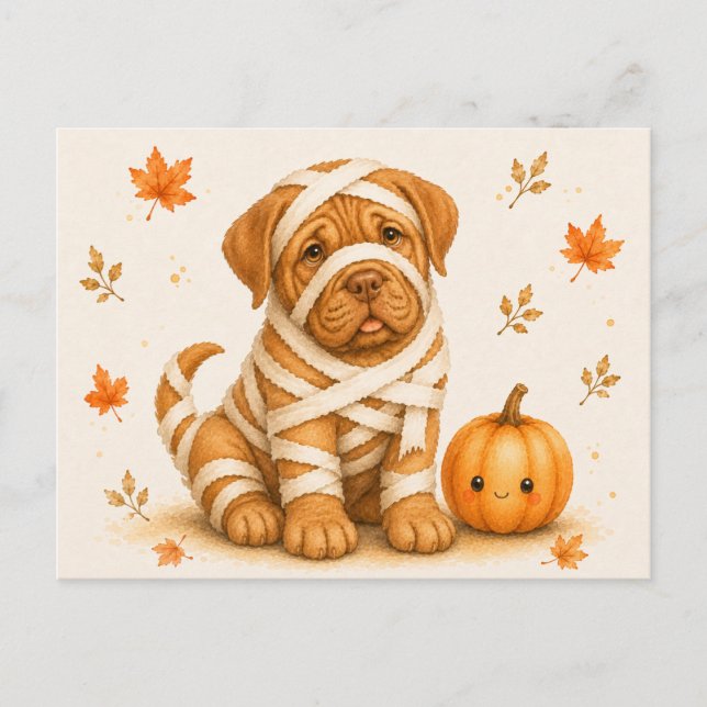 Tarjeta postal de Halloween de Dogue de Bordeaux m (Anverso)