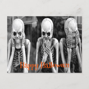 Tarjeta postal de Halloween de esqueletos divertid