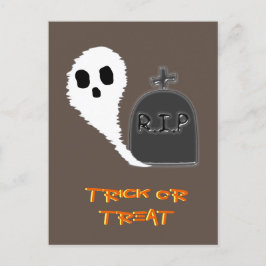 Tarjeta postal de Halloween de fantasma espeluznan