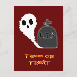 Tarjeta postal de Halloween de fantasma espeluznan