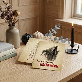 Tarjeta postal de Halloween de fantasmas vintage