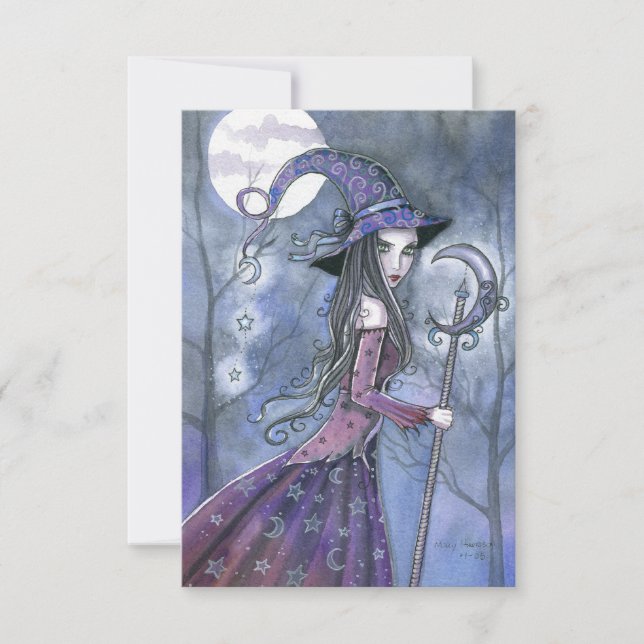 Tarjeta postal de Halloween de la bruja amatista (Anverso)