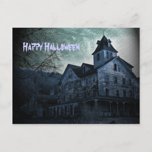 Tarjeta postal de Halloween de la mansión embrujad