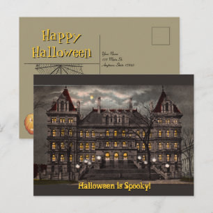 Tarjeta postal de Halloween de Mansión Embrujada