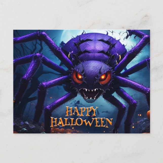 Tarjeta postal de Halloween de monstruo araña (Anverso)