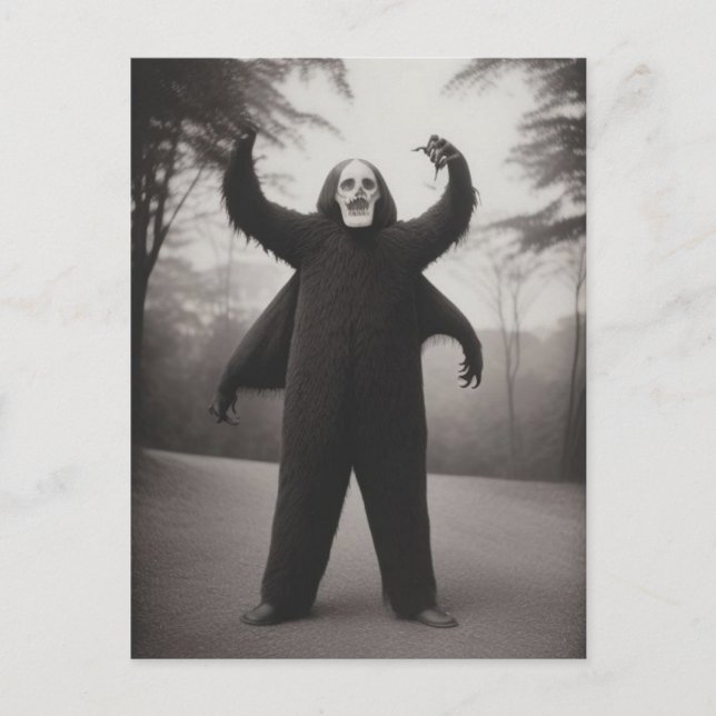 Tarjeta postal de Halloween de monstruo extraño y  (Anverso)