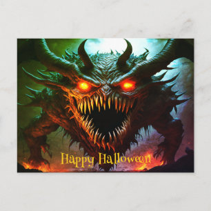 Tarjeta postal de Halloween de monstruo gigante